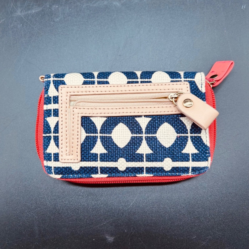 Spartina 449 Credit Card Wallet Bi-Fold Blue White Geometric Cell‎ Phone
